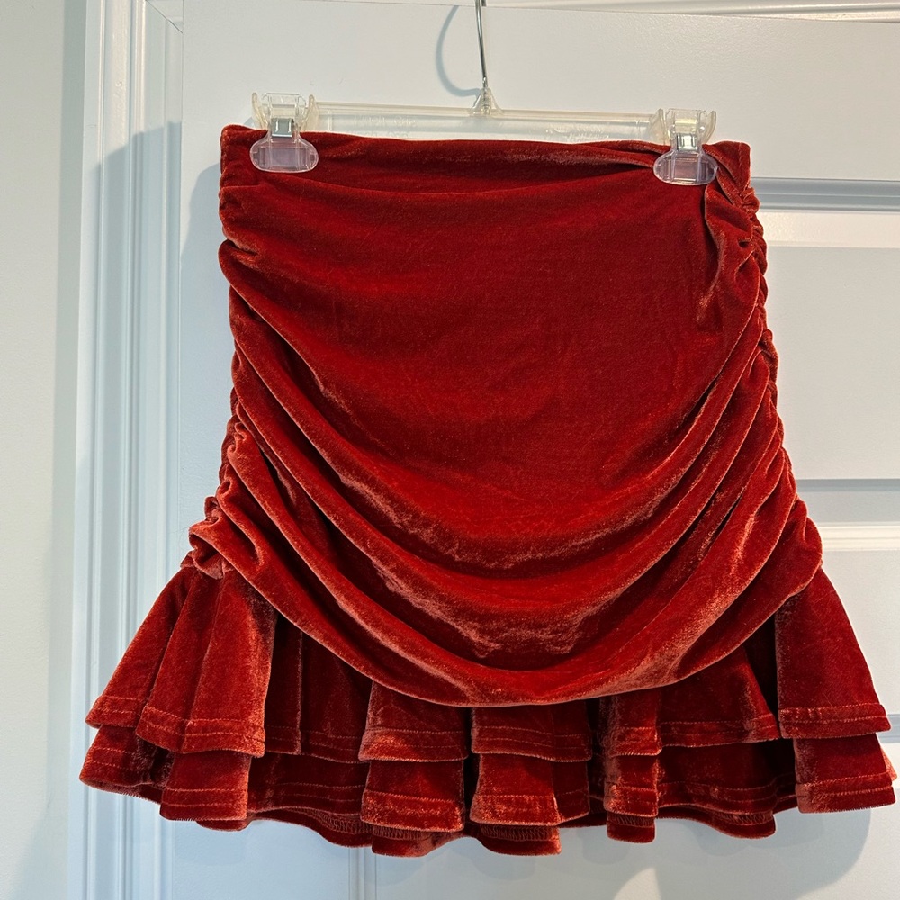 Mink pink velvet skirt